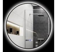 HomCom – Miroir salle de bain rond LED Ø 70 cm – rétro-éclairé, intensité variable, anti-buée – Noir