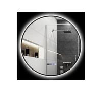 HomCom – Miroir salle de bain rond LED Ø 70 cm – rétro-éclairé, intensité variable, anti-buée – Noir
