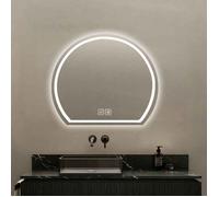 Miroir LED Salle de Bain 80x73cm Grand Format Anti-Buée Tactile 3 Couleurs Variateur Mémoire Verre 5mm HD Anti-Éclats