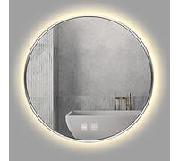 Miroir LED Salle De Bain, Miroir De Courtoisie Mural Anti-buée éclairé par LED, Miroir De Salle De Bain éclairé avec Bouton Tactile Intelligent, Cadre en Alliage D’al, Rose Gold Frame, 80cm/31.5in