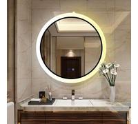 Miroir LED Salle de Bain Miroir Lumineux de l'hôtel Miroir Mural Miroir Rond Miroir de courtoisie HD Miroir de Maquillage for Salon, Salle de Bain, Chambre, entrée(60x60cm/24in)