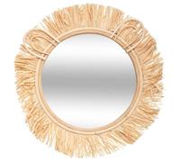 Miroir Lion Rotin, verre et raffia - D. 38 x P. 1 cm - Beige moyen