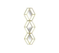 Miroir Losange Décoration Glace Murale Verticale en Métal Doré 1,5x28x93cm
