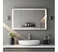 Miroir lumineux 100x60 pour salle de bain avec zone antibuée et luminosité réglable Pose verticale ou horizontale