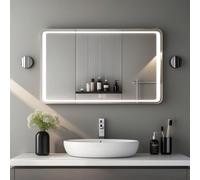 Miroir Lumineux 90x70 pour Salle de Bain avec Zone antibuée et luminosité réglable Pose Verticale ou Horizontale