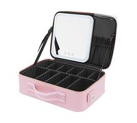 Miroir lumineux amovible Mallette de voyage étanche Organisateur cosmétique avec séparateurs réglables Rangement de maquillage Femmes Accessoires de maquillage Outils Bleu Diamant, Rose, Morden