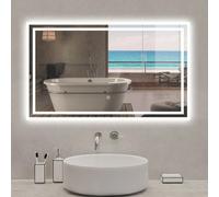 Miroir lumineux Dimmable, 100x60cm, avec Auto-extinction après 1h, salle de bain Anti-fog, 6000k Blanc froid