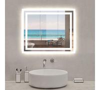 Miroir lumineux Dimmable, 70x50cm, avec Auto-extinction après 1h, salle de bain Anti-fog, 6000k Blanc froid