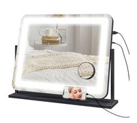 Miroir Lumineux - HOMCOM - LED intensité 3 modes d'éclairage, grossissement 10X, port de charge USB, touche tactile - 62,5 x 52 cm