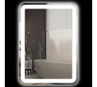 HOMCOM Miroir de salle de bain 50x70 cm LED 3 couleurs dimmable antibuée capteur tactile Argent