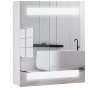 Miroir lumineux LED armoire murale design de salle de bain 2 en 1 dim. 50L x 15l x 60H cm MDF blanc