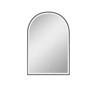 Miroir lumineux LED arqué de salle de bain 90 x 60 cm - tactile, réglable, anti-buée - alu noir