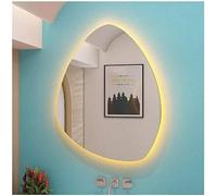Miroir Lumineux LED Nordique en Forme De Goutte D’Eau, Miroir Décoratif Irrégulier sans Cadre De Chambre à Coucher avec Lumière, Miroir Mural Rétroéclairé Antidéflagrant, Warm Light, 40×60CM