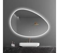 Miroir Lumineux LED Ovale Irrégulier, Miroir De Salle De Bain Moderne Asymétrique, LED 3 Couleurs Dimmable, 45x65cm/50x70cm/60x80cm/70x90cm, Miroir De Courtoisie Mural Rétro-éclairé ( Size : 70x90cm/2
