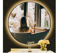 Miroir Lumineux LED ROND pour Salle de Bains - Blanc Chaud - 60cm de Diamètre