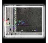 Miroir lumineux LED salle de bain 100 x 80 cm bluetooth interrupteur tactile lumière réglable 3 couleurs fonction anti-buée et mémoire