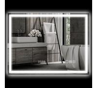 Miroir lumineux LED salle de bain 80 x 60 cm bluetooth interrupteur tactile lumière réglable 3 couleurs fonction anti-buée et mémoire