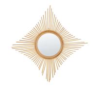 Beliani Miroir Mural Boho en Rotin Naturel Cadre en Forme Diamant 60 x 60 cm Majene
