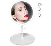 Miroir Maquillage Avec Lumière, Led Miroir Rechargeable Avec 3 Réglages D'éclairage, Super Hd Miroir De Table Portable Réglable À 90° Miroir Cosmétique Sans Fil Pour Salle De Bain Voyage