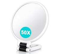 Miroir Maquillage Double Face 1X / 50X Grossissant, Pliable avec Support, Miroir de Voyage Portable pour Maquillage Précis, Epilation Sourcils