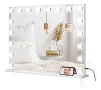 Miroir maquillage Hollywood lumineux LED intensité réglable grossissant charge USB support blanc Blanc G