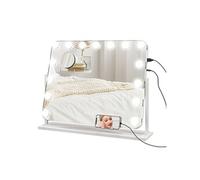 HomCom Miroir de maquillage Hollywood LED intensité réglable grossissant rotatif charge USB blanc
