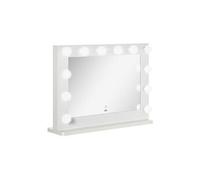 HOMCOM Miroir Maquillage Hollywood Lumineux LED Tactile L80 x H60 cm Miroir Lumineux sur Table avec 12 LED, luminosité réglable, Fonction mémoire - Blanc