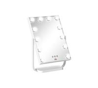 Miroir maquillage Hollywood lumineux LED tactile - 3 modes éclairage, inclinable, adaptateur - métal blanc verre G