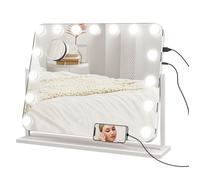 Miroir maquillage - HOMCOM - lumineux LED intensité réglable miroir grossissant port de charge USB - rotation à 360° - 63 x 50 cm