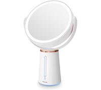 Miroir Maquillage Lumineux Grossissant 10x/1x, Miroir Double Face Avec Eclaire Variable Et Rotation 360°, Miroir Cosmétique De Table Sur Pied Rechargeable 2500mah Pour Soin Du Visage