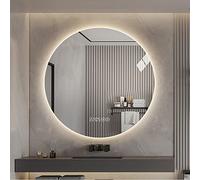 Miroir Maquillage Rond avec Lumière LED,70X70CM,Miroir LED Salle de Bain, Rétro-éclairé avec Lumières et Coussin Anti-buée,Dimmable 3 Température de Couleur Smart Mirror. (Size : 24in/60CM)