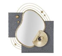 Miroir Mural Design ""Art"" 90cm Gris & Or