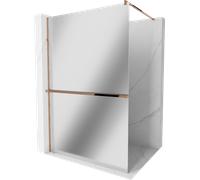 Miroir Mexen Kyoto + paroi de douche 110 x 200 cm or rose 8 mm verre avec pla...