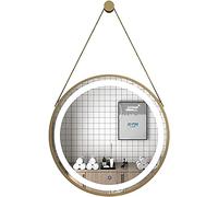 Miroir, Miroir LED Rond Hging HD en Métal Vintage, Miroir Mural Lumineux avec Interrupteur Tactile Dimmble Température De Couleur Réglable, Black Frame, 70cm