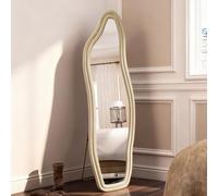 Miroir mural, 140 x 45 cm, miroir asymétrique, forme organique, moderne, sur pied, miroir de sol bombé, miroir mural décoratif pour salon, chambre à coucher, entrée