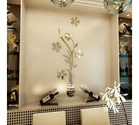 Miroir mural 3D en acrylique avec motif de papillon pour entrée, salon, meubles - Argenté - 40 x 100 cm