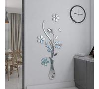 Miroir mural 3D en acrylique avec motif papillon pour entrée, salon, meubles - Argenté - 31 x 80 cm