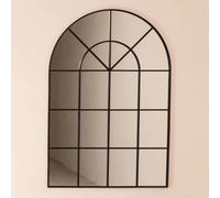 Miroir mural 90x135 cm en métal effet fenêtre Paola Noir Noir