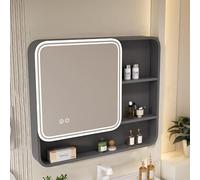 Miroir mural à LED avec contrôle tactile intelligent - Solutions de rangement pour salle de bain - Miroir de maquillage lumineux pour décoration de salle de bain moderne - Multifonction