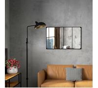 Miroir mural - AKOZON - Verrière - 109 x 69 cm - Cadre métal noir - 4 crochets