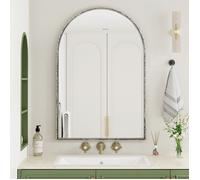 Miroir Mural Arche,Miroir de salle de bain avec Cadre en Alliage d'Aluminium pour Entrée Chambre Salon Salle de Bain,61x91cm,Argent