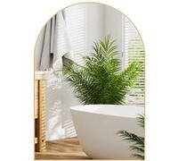 HomCom Miroir mural arqué 50 x 70 cm haute définition cadre en alliage d'aluminium doré