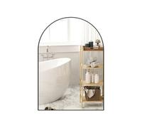 Miroir mural arqué 50 x 70 cm haute définition cadre alliage aluminium noir