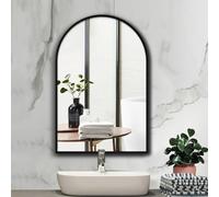 Miroir Mural Arqué For Salon, Chambre À Coucher, Couloir Avec Cadre En Alliage D'aluminium Et Coins Arrondis En Arc, Miroir Minimaliste Moderne, Miroir Décoratif De Ferme Rustique ( Color : Black , Si