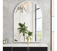 Miroir Mural arqué Miroir de Salle de Bain en métal brossé Miroir Mural pour Salon, Chambre, entrée, décoration d'intérieur Blanc 30 x 40CM