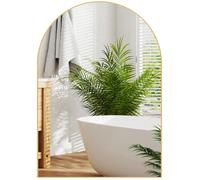 HomCom Miroir mural arqué 50 x 70 cm haute définition cadre en alliage d'aluminium doré