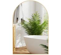 HomCom – Miroir mural arqué 60 x 90 cm – Haute définition, cadre en alliage d'aluminium – Or