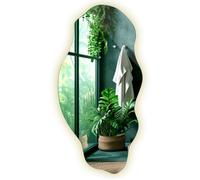 Miroir mural asymétrique avec éclairage LED neutre - 40 x 80 cm, esthétique minimaliste pour salle de bain moderne