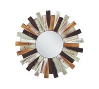 Miroir Mural avec Cadre Décoratif ø 75 cm en Bois de Sapin Multicolore Tampico