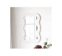 Miroir mural avec contour ondulé 54x3,5x80 cm en tissu bouclette blanc